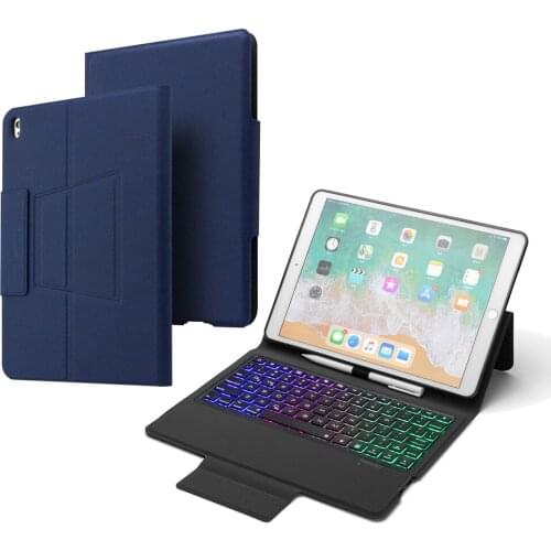 For iPad Pro 10.5 Slim 7 Color Backlight Wireless Bluetooth Russian/Hebrew/Spanish Keyboard Case Cover Build-in Pencil Holder