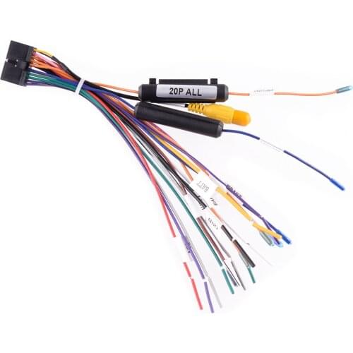 Universal 20 Pins Car Wiring Harness Connector Adapter for 1 or 2 DIN Android Stereo Radio DVD Black