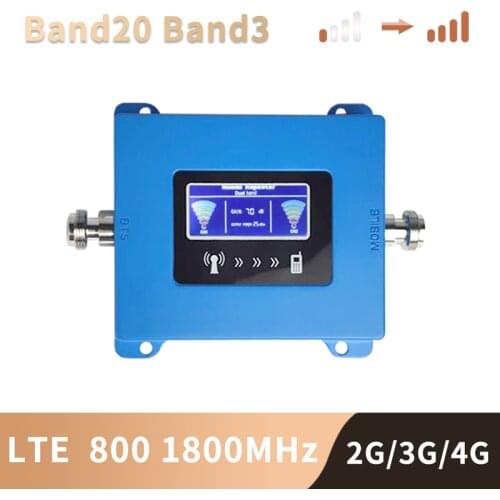 2G 3G 4G Band20 800 1800 LTE Cellular Signal Amplifier LTE800 1800MHz Repeater 4G Cellular Amplifie Mobile DCS Signal Booster