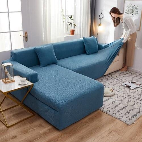 Thicken Polar fleece Sofa Cover Jacquard Elastic Chair Couch Protector Covers for Living Room Corner L-Shape Stretch Slipcovers