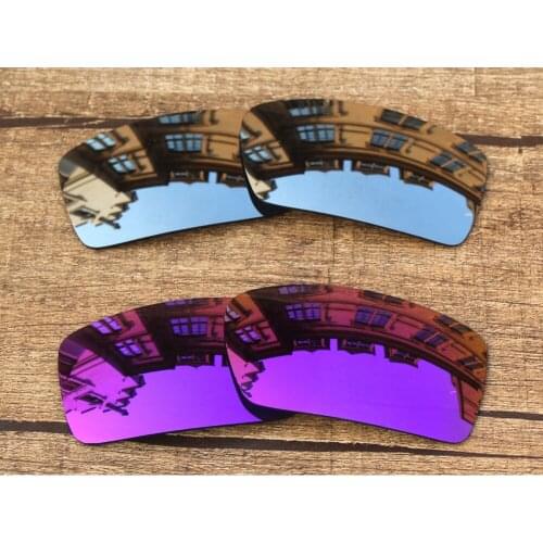 Vonxyz 2 Pairs Chrome Mirror & Violet Mirror Polarized Replacement Lenses for-Oakley Gascan Frame