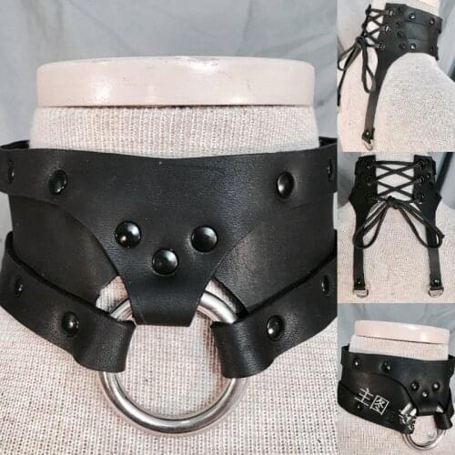 PU Leather Stand Collar Adjustable Armor Gorget Neck Protector Medieval Knight Templar Warrior Renaissance Costume for Halloween