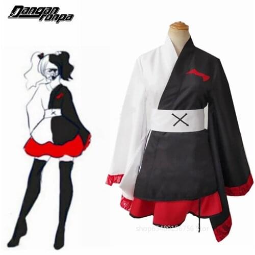 Anime Dangan Ronpa Monokuma Cosplay Costume Danganronpa Cosplay Pinafores Women Girl Japanese Kimono Halloween Costumes Wig