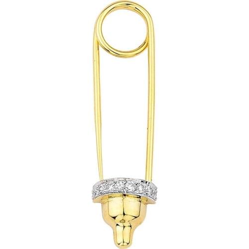 14k Gold Natural Diamond Bottle Needle / Necklace PN011