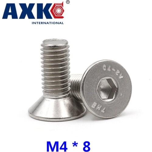2021 Limited Fastener Round Bolt Axk 50pcs 0072 304 Stainless Steel Countersunk Head Allen Screw Flat Bolts M4 * 8