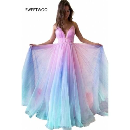 2021 Spring and Summer New Womens Sexy Hanging Neck Gradient Color Printing Dress Long Skirt Dress