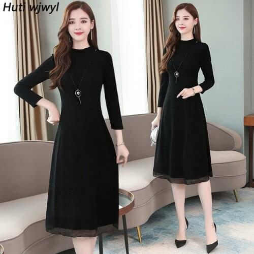 2021 Vintage Black Bodycon Sexy Midi Dresses Autumn Winter 3XL Plus Size Solid Long Sleeve Dress Elegant Women Party Vestidos