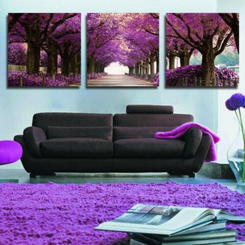 3 Panel Modern Alameda Avenue Painting Parkway Tree Landscape Painting Canvas Wall Art Decoration For Living Room Unframed