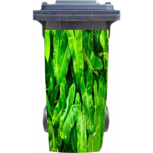 3D Nature Green Leaves Rubbish Bin Sticker Wallpaper mural Wall Print Decal Removable Wall Mural Photo self adhesive Gift