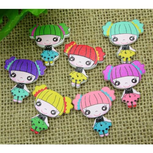 50Pcs Mixed Girl Wood Apparel Sewing Buttons For Clothes Scrapbooking Decorative Handicraft DIY Accessories