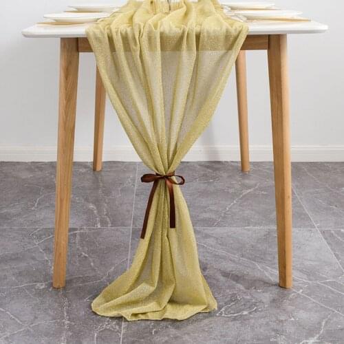 70x300cm Wedding Table Runners Dusty Gold Burgundy Pink Soft Chiffon Fabric Wedding Runner Bridal Party Decorations