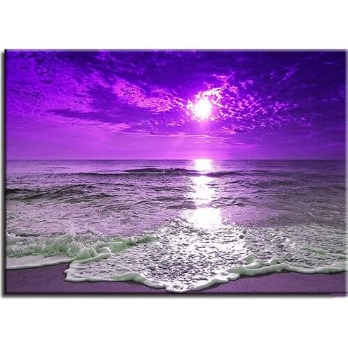 Violet Beach Sea Waves diamond mosaic,Full,Diamond Embroidery,Cross Stitch,3D,diamond painting home decor,Crafts,Christmas,Gift