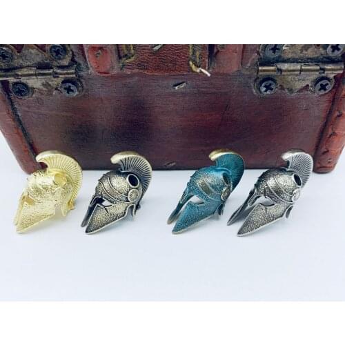 Hand-Casted Paracord Bead Lanyard Bead Corinthian/Spartan helmet Brass Charms EDC Accessories for Keychain Pendant,Knife Lanyard