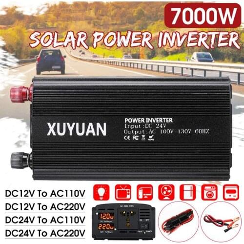 Dual LED Display 7000W Power Inverter DC 12V/24V to AC 110V/220 Volt Car Adapter Charge Converter Modified Sine Wave Transformer