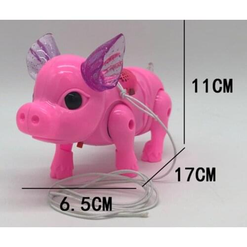 Electric rope piglet children light-emitting pig toys walking fiber rope pig belt flashing music stall source wholesale