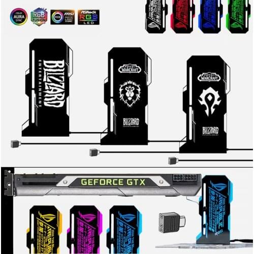 Graphics Card Support ARGB +5V/3PIN AURA Synchronous Symphony #BLIZZARD/LoL LED Luminous Pollution Lamp Computer Case Decoration
