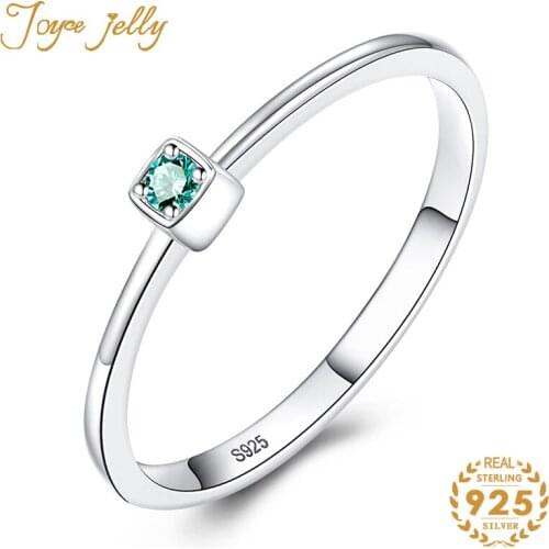 JoyceJelly Trendy 100% 925 Sterling Silver Women Ring With Emerald Gemstones Female Finger Jewelry Party Birthday Gifts