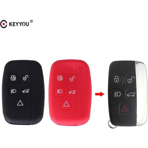 KEYYOU 5 Buttons Remote Car Key Fob Cover Smart Silicone Key Case For Land Rover Range Rover Sport Vogue Evoque Discovery 4
