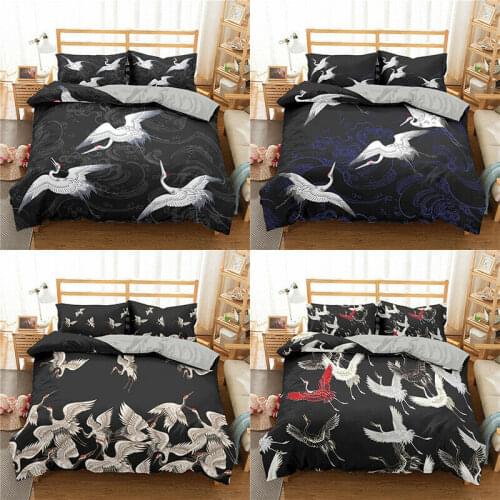 Red-crowned Crane Bedding Set 2/3Pcs Duvet Cover & Pillowcase(s) 3D Printed Quilt Cover Home Textile Gift