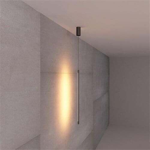 Minimalist LED Pendant Lamp Bedroom Bedside Pendant Light Modern Living Room TV Wall Geometry Line Strip Hanging Lights Fixtures