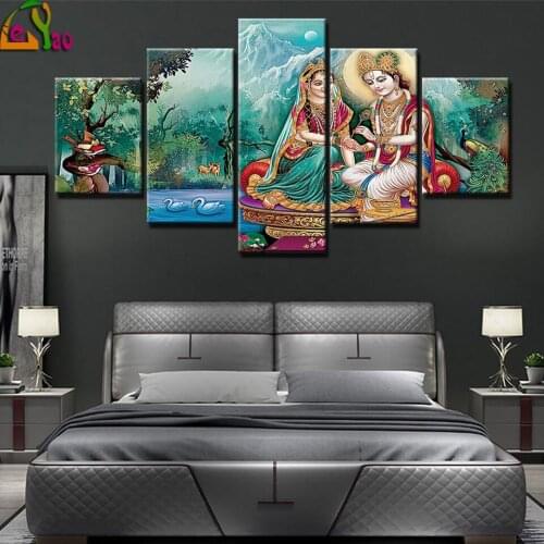Multi-Picture 5d Diamond painting hindu religion Landscape 5 Piece Puzzle Pictures Diamond Mosaic portrait Goddess Art Decor
