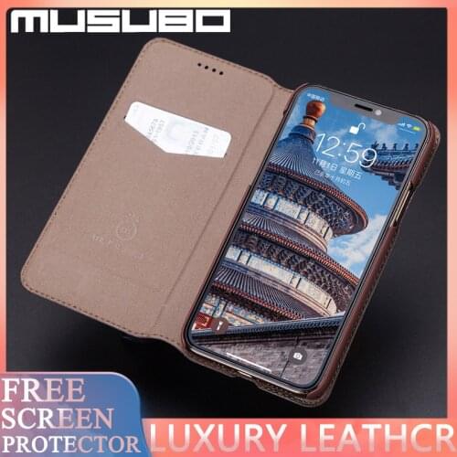 MUSUBO Luxury For iPhone 11Pro Max Retro Phone Case Cover 8 Plus 7 Plus Flip Fold XR XS Slot Stand Magnetic Protective Antifall