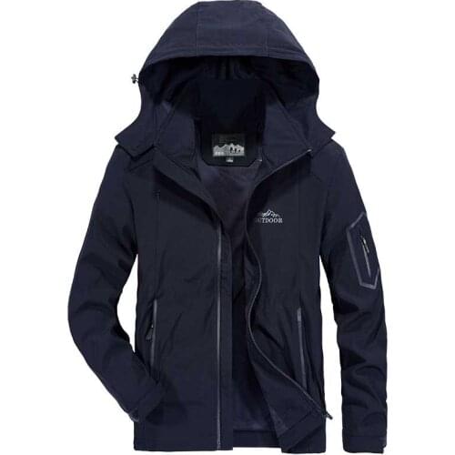 Fashion Hooded Windbreaker Jacket with Sleeve Pocket Men Casual Jacket Outdoor Coat Man Clothes Spring Autumn Wear