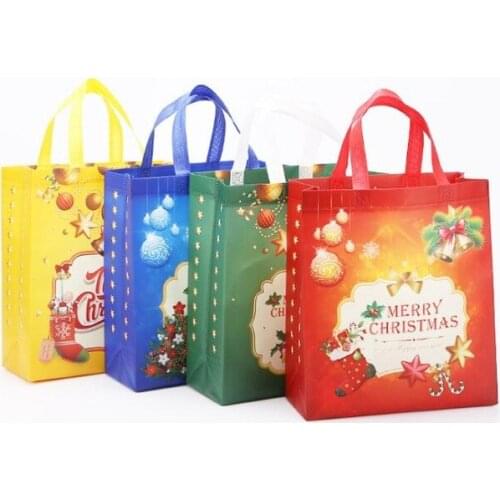 Non-Woven Holiday Gift Bags Reusable Christmas Gift Handbag Holders Tote XMAS Party Favor Bag present wrap Large SIZE lin4394