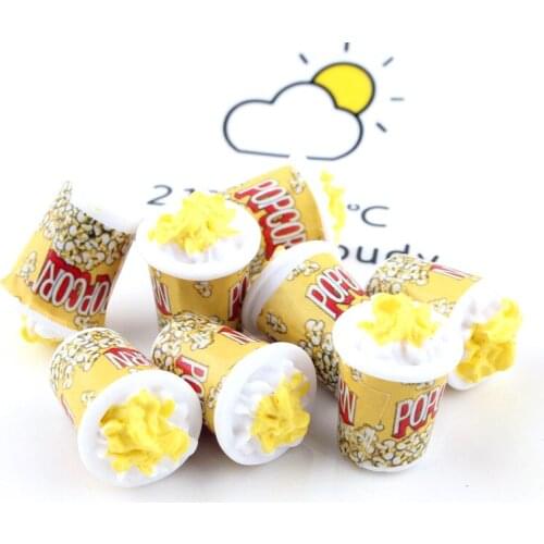 New 10pcs 18*24mm 3D Food Popcorn Resin Cabochon Ornament Accessory DIY Jewelry Findings Beading Charms Pendant DIY Material