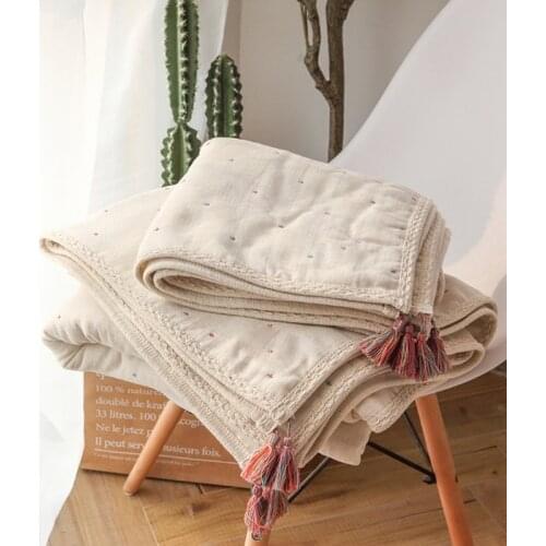 Newborn Swaddling Blankets 6 Layers Muslin Organic Baby Blanket Swaddle Wrap Soft Toddler Stroller Bedding Blankets Bohemia J60B