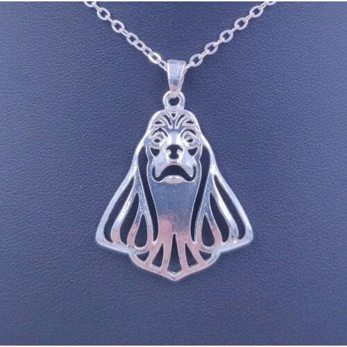 Cocker Spaniel Dog Animal Pendant Necklace Gold Silver Plated Jewelry For Women Male Female Girls Ladies Punk Cute N085