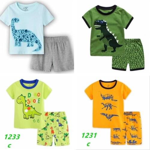 Summer Boys Girls Pajamas Sleepwear Pyjamas Kids Cotton Cartoon Nightwear Pijamas Baby Girls Clothes Top+Pant 2pcs Sleep Suits