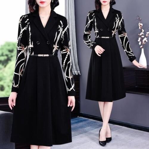 Women Summer Fashion Sexy Deep V-neck High Waist A-line Print Party Dress Elegant Office Lady Long Sleeve Patchwork Dress