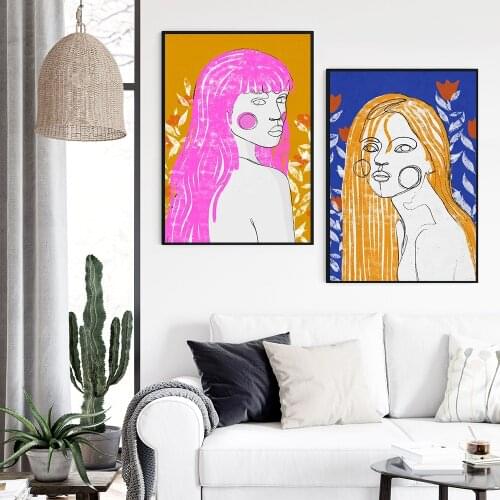 Modern Abstract Pictures Home Decor Amazone Treechild Canvas Painting The Tulip Girl Wall Art Posters And Print For Living Room