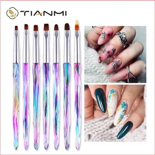 TIANMI Gradient Nail Art Paint Pen Crystal Acrylic Nail Art Carved Smudge Brush DIY Professional Manicure Tool