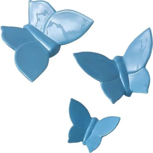 Unique 3D color glazed goldedn butterfly decorative ceramic wall art stickers