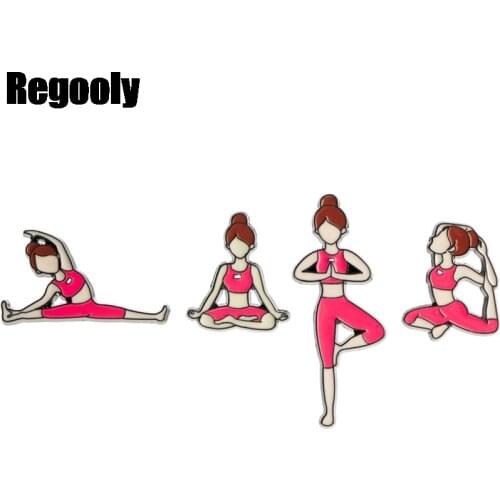 Exercise Yoga Girls Metal Enamel Brooches and Pins for Lapel Pin Backpack Badge Gifts Collar Jewelry gifts