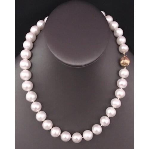 Gorgeous 10-11mm south sea round white pearl necklace 18inch 925s kkk