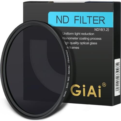 GiAi High Quality ND 8 16 64 1000 Camera Lens Filters 43mm 46mm 49mm 52mm 58mm 62mm 67mm 72mm 77mm 82mm For Nikon Canon Sony