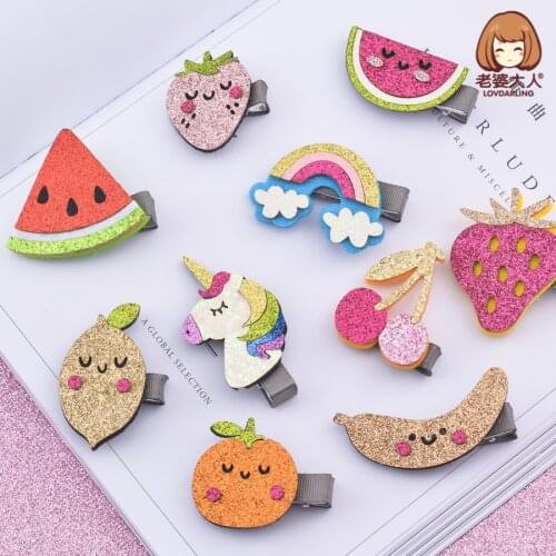 Margaret Rainbow Colorful Unicorn Watermelon Strawberry Banana Cherry Children Hair Clip Hairpin girls hair accessories
