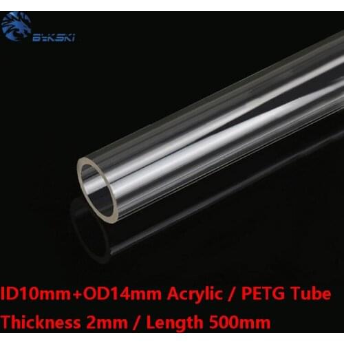 BYKSKI PMMA/PETG Hard Tube 14mm Outer Diameter+10mm Inner Diameter+2mm Thickness + 50cm Length Transparent Rigid Pipe 2pcs/Lots
