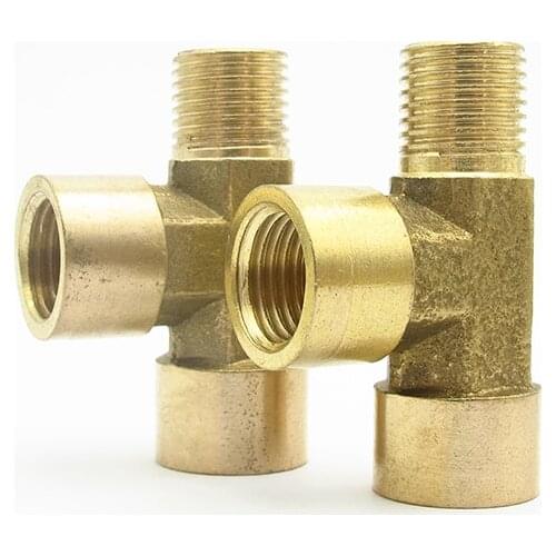 1/8" 1/4" 3/8" 1/2" BSP Female x Female x Male Thread Tee Type 3 Way Brass Pipe Fitting Adapter Coupler Connector