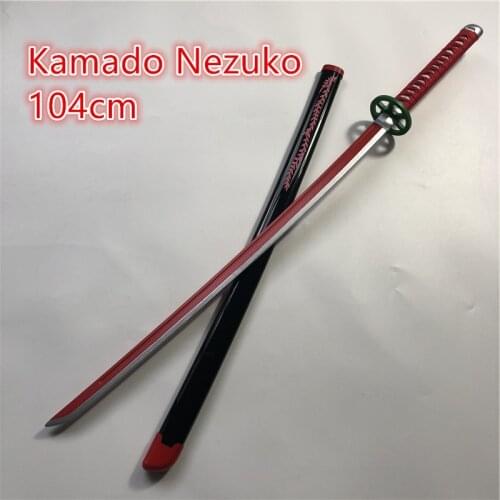 104cm Kimetsu no Yaiba Sword Weapon Demon Slayer Kamado Nezuko Cosplay Sword 1:1 Anime Ninja Knife wood toy