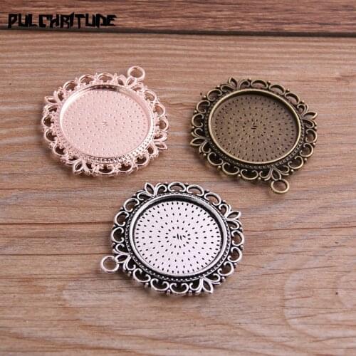 4pcs 7.6g 25mm Inner Size Three Colors Double-faced Pierced Style Cabochon Base Setting Charms Pendant