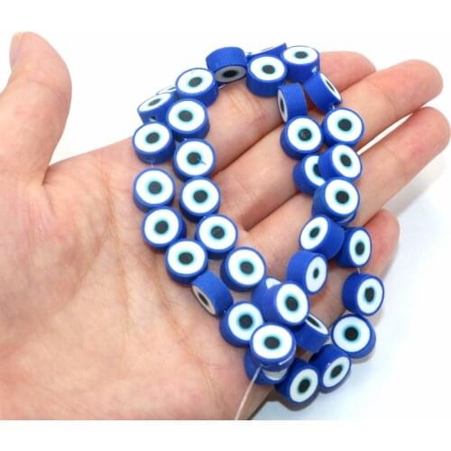 40pcs/lot 10mm Blue Eye Shape Round Clay Polymer Beads Clay Beads For Jewelry Making Accessories Bracelet Necklace Accessories
