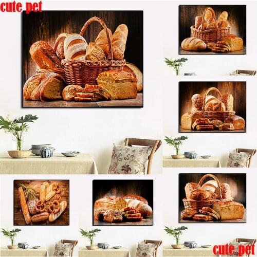 Diy Diamond Painting bread food 5D Full square Drill Diamond Embroidery restaurant kitchen rhinestone Diamond mosaic Wall decor