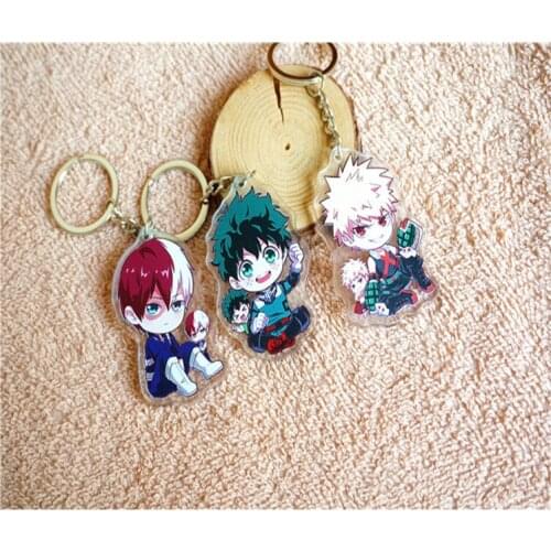 1pcs Anime Keychain My Hero Academia Tiny Theirs Izuku Midoriya Boku no Hiro Shoto Todoroki DOubleside Keychains Keyrings