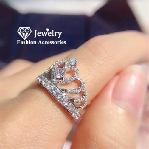 CC Crown Rings For Women Silver Luxury Jewelry Cubic Zirconia Ring Bridal Wedding Engagement Accessories Drop Shipping CC1568