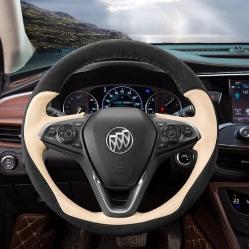 For Buick Envision Regal Lacrosse Verano Exterior Excelle Encore GX hand-stitched suede steering wheel cover leather grip cover