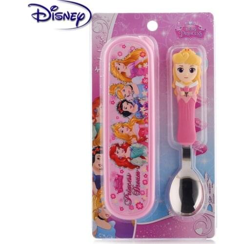 Disney Princess Childrens Tableware Stainless Steel Baby Spoon Set Portable Learning Spoon Baby Training Spoon